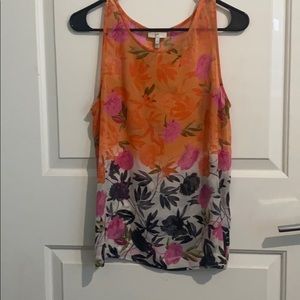 Floral pattern sheer tank blouse